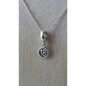 Pandora 925 Sterling Silver 18th Birthday Dangle Charm Necklace Vintage Retired